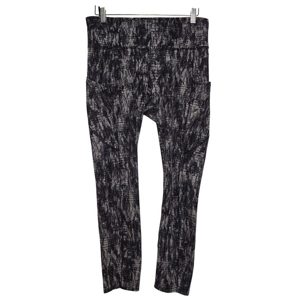 Lululemon Abstract Geometric Print High Rise Leggings Black White Size 10